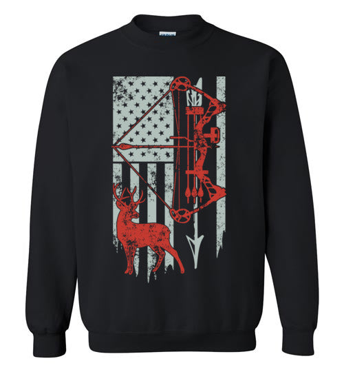 Bow Hunting With American Flag Sweatshirt - TS