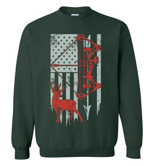 Bow Hunting With American Flag Sweatshirt - TS