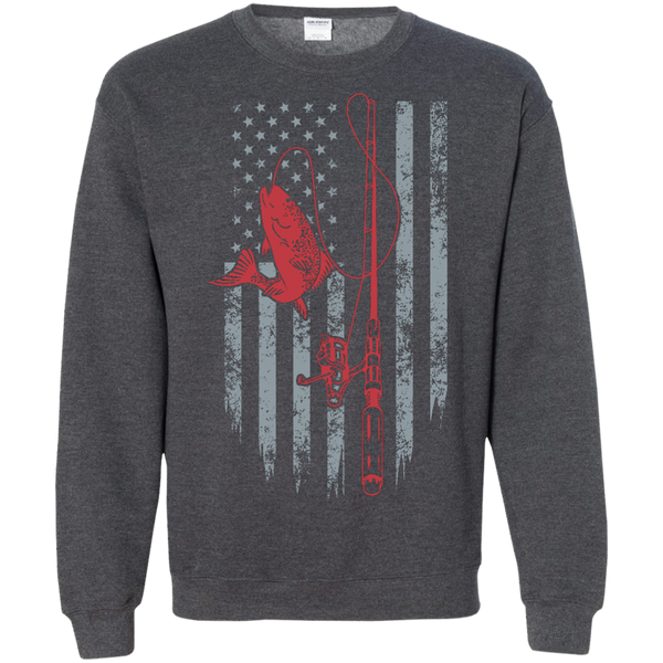 Fishing American Flag Crewneck Pullover Sweatshirt 40001SW