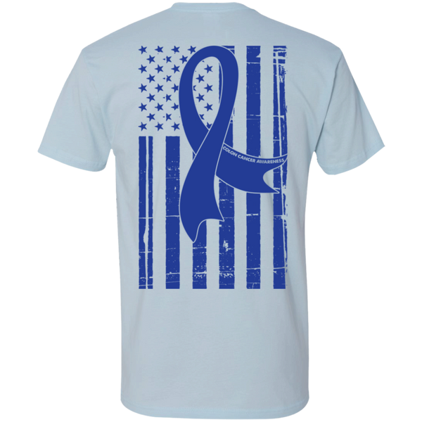 Colon Cancer Awareness With American Flag Premium Short Sleeve T-Shirt