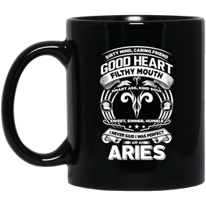 Good Heart Aries Zodiac Black Mug