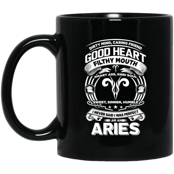 Good Heart Aries Zodiac Black Mug