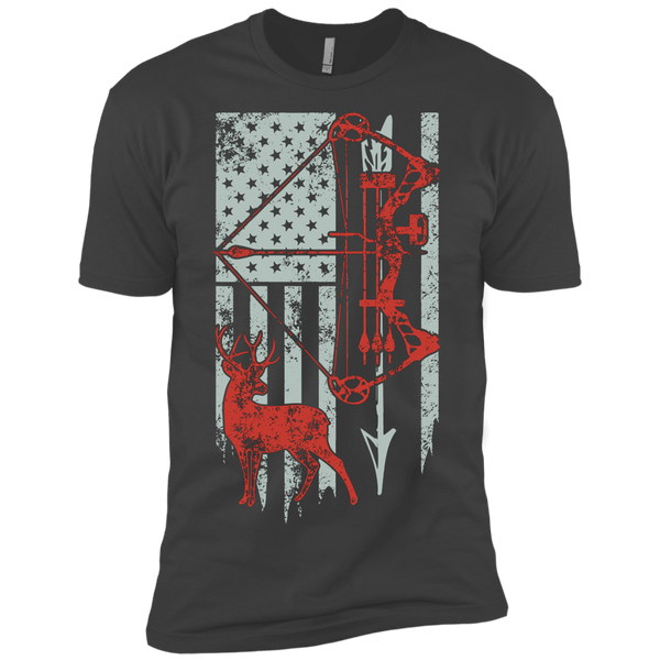 Bow Hunting With American Flag Premium Short Sleeve T-Shirt