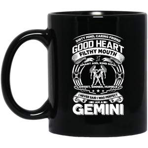 Good Heart Gemini Zodiac Black Mug