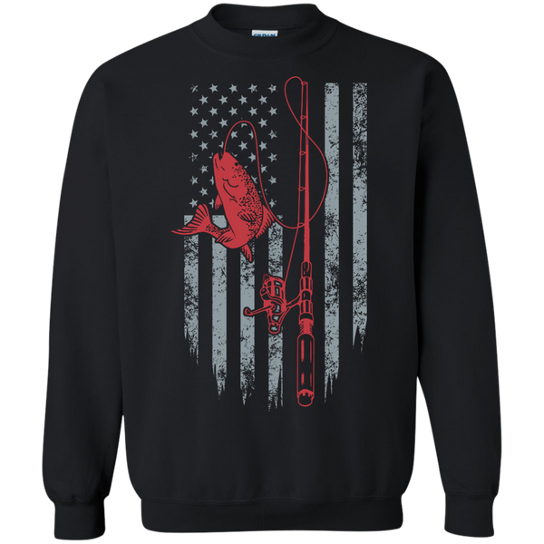 Fishing American Flag Crewneck Pullover Sweatshirt 40001SW