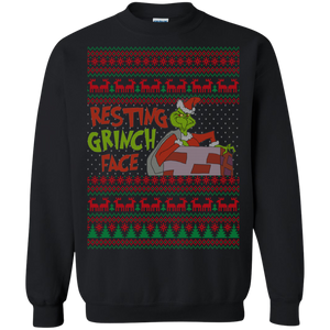 Resting Grinch Face Crewneck Pullover Sweatshirt