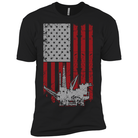 Oil Rig American Flag Premium Short Sleeve T-Shirt