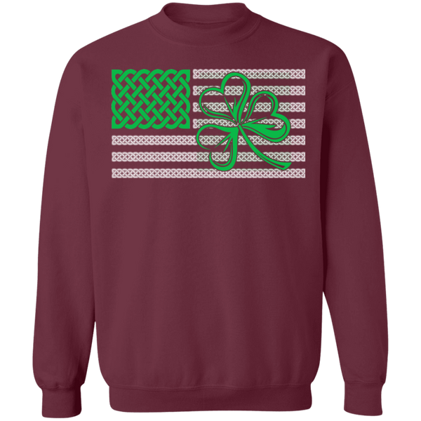 Shamrock American Flag Crewneck Pullover Sweatshirt - V1