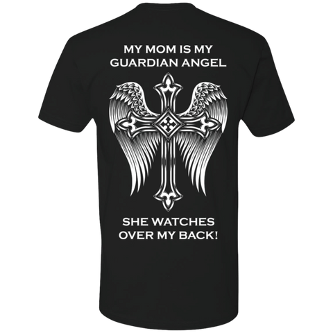 My mom is my guardian angel Premium Short Sleeve T-Shirt - Back Printing