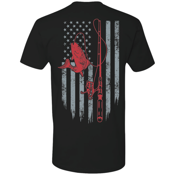 American Fishing Flag (Back Printing ) Premium Short Sleeve T-Shirt