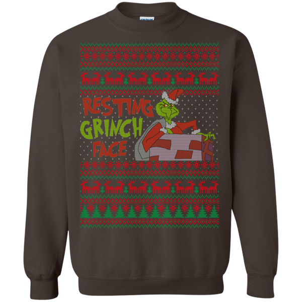 Resting Grinch Face Crewneck Pullover Sweatshirt