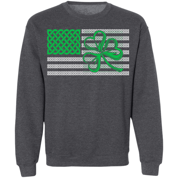 Shamrock American Flag Crewneck Pullover Sweatshirt - V1