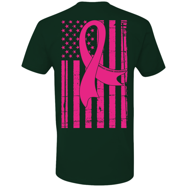 Breast Cancer Awareness With American Flag Premium Short Sleeve T-Shirt