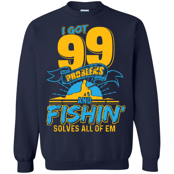 Fishing Solve all of The Problems Crewneck Pullover Sweatshirt | 40001SW