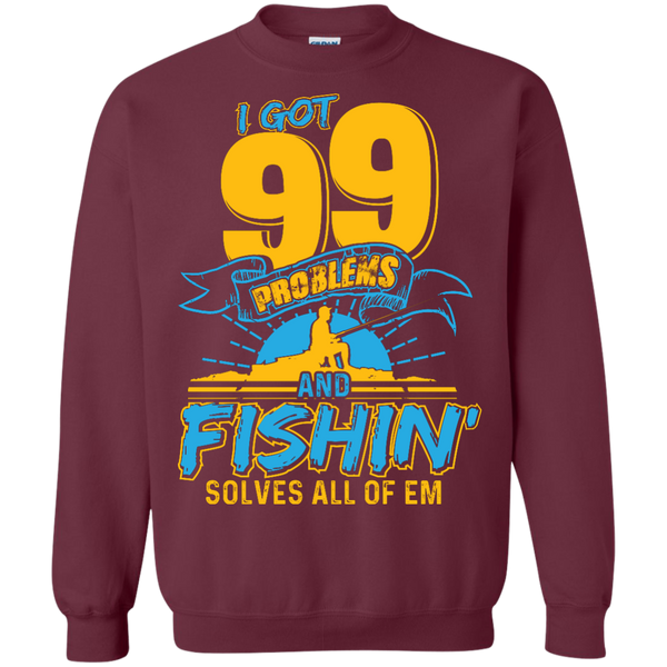 Fishing Solve all of The Problems Crewneck Pullover Sweatshirt | 40001SW