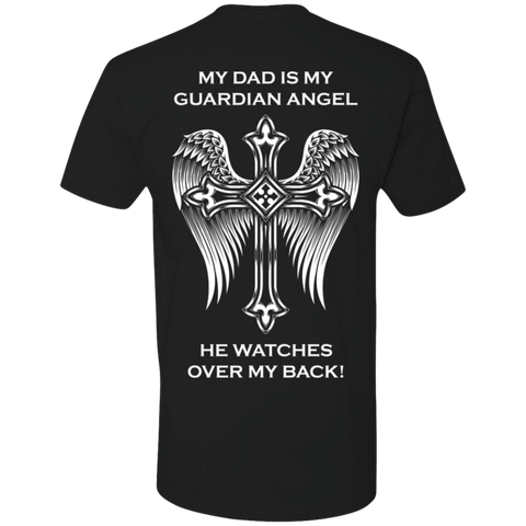 My dad is my guardian angel Premium Short Sleeve T-Shirt - Back Printing