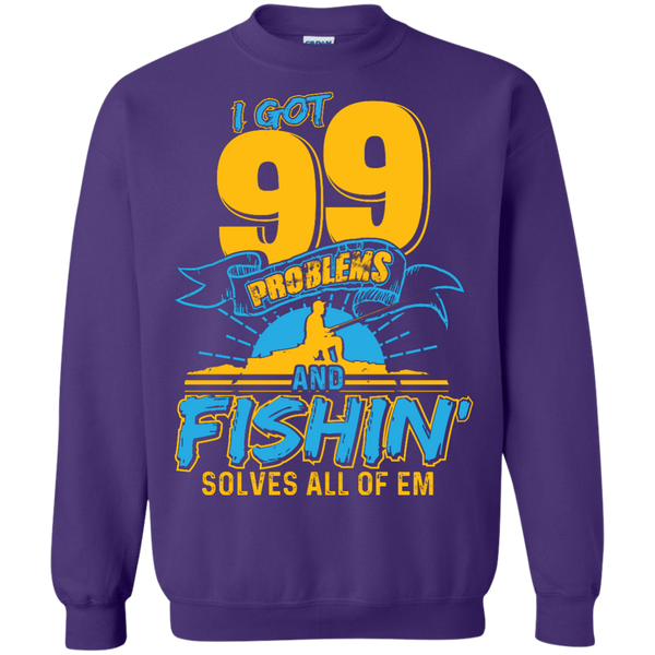 Fishing Solve all of The Problems Crewneck Pullover Sweatshirt | 40001SW