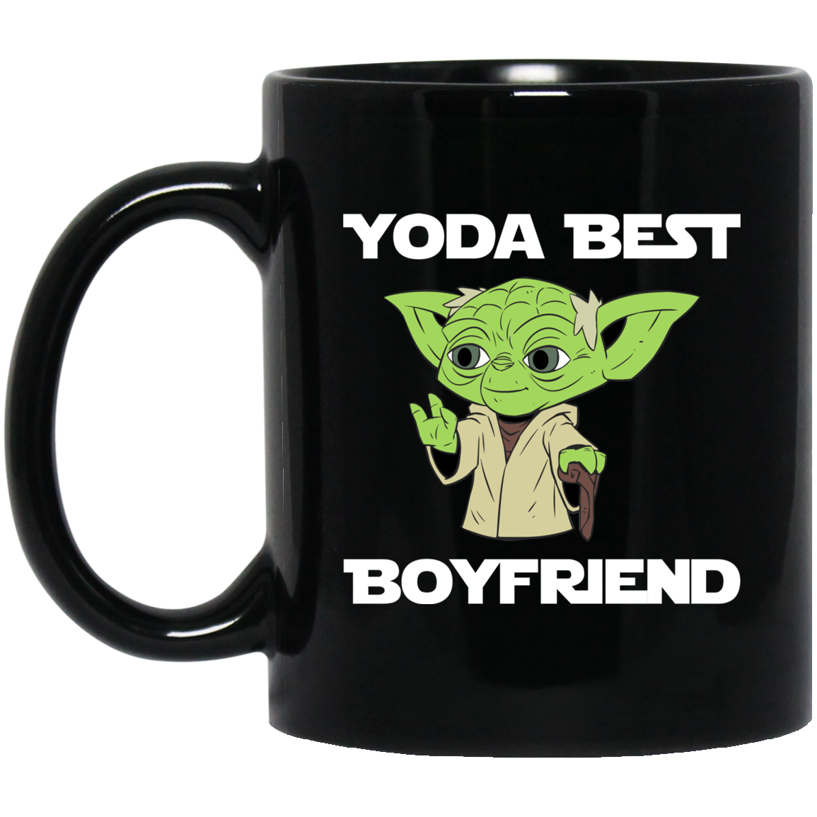 Yoda Best Boyfriend Black Mug