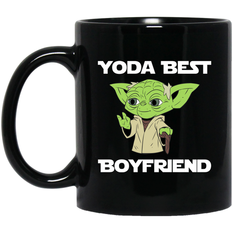 Yoda Best Boyfriend Black Mug