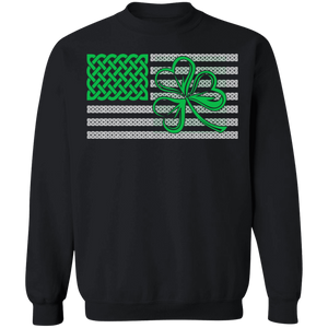 Shamrock American Flag Crewneck Pullover Sweatshirt - V1