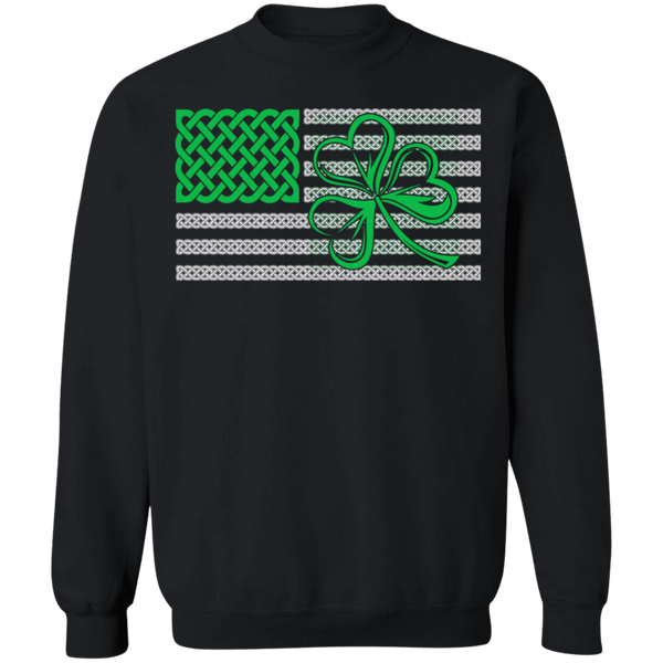 Shamrock American Flag Crewneck Pullover Sweatshirt - V1