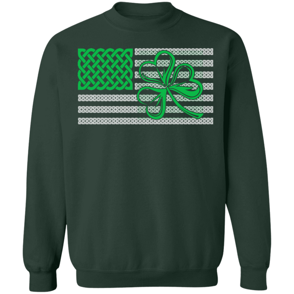 Shamrock American Flag Crewneck Pullover Sweatshirt - V1