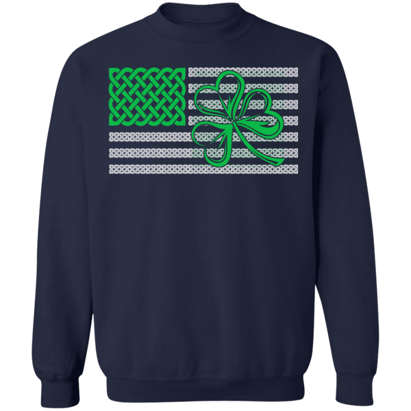 Shamrock American Flag Crewneck Pullover Sweatshirt - V1