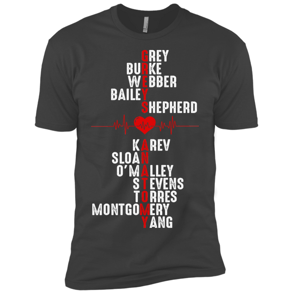 Grey's Anatomy Characters Premium Short Sleeve T-Shirt ( Red and White Design)