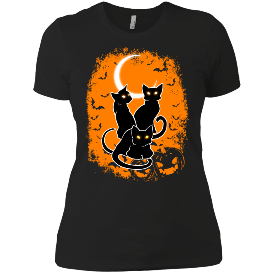 Black Cat Halloween Ladies T-Shirt