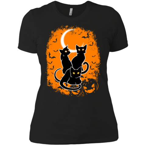 Black Cat Halloween Ladies T-Shirt