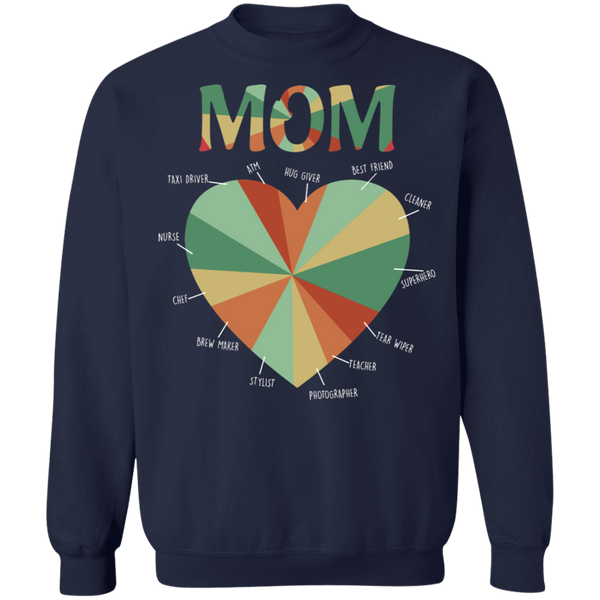 Mom Heart Crewneck Pullover Sweatshirt - V1