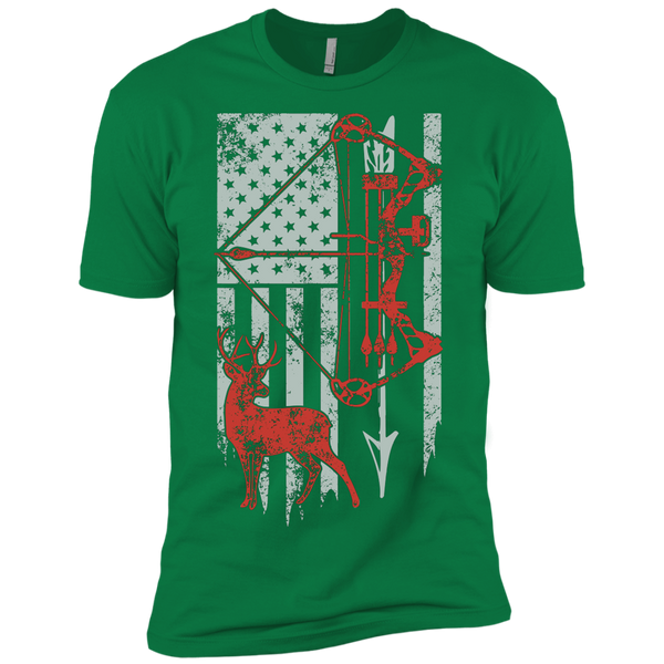 Bow Hunting With American Flag Premium Short Sleeve T-Shirt