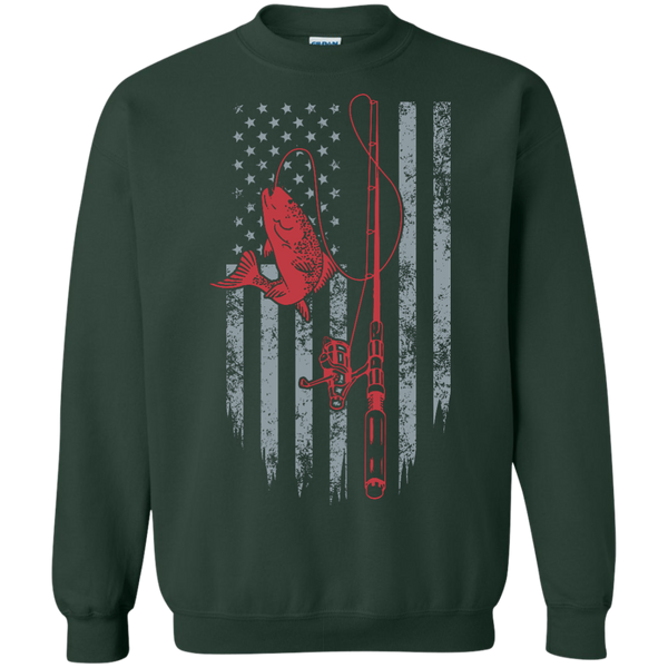 Fishing American Flag Crewneck Pullover Sweatshirt 40001SW