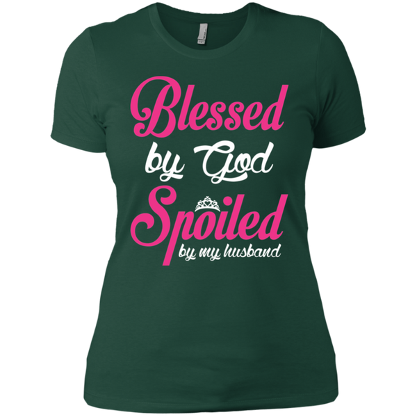 Blessed By God - Spoiled By My Husband Ladies T-Shirt