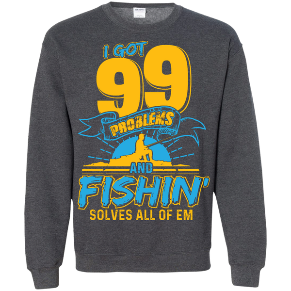 Fishing Solve all of The Problems Crewneck Pullover Sweatshirt | 40001SW