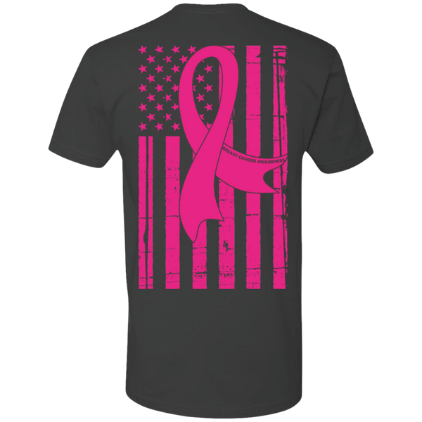 Breast Cancer Awareness With American Flag Premium Short Sleeve T-Shirt