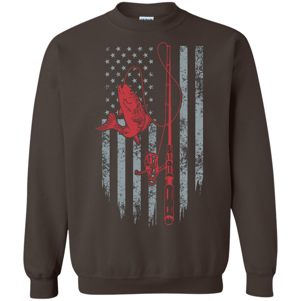 Fishing American Flag Crewneck Pullover Sweatshirt 40001SW