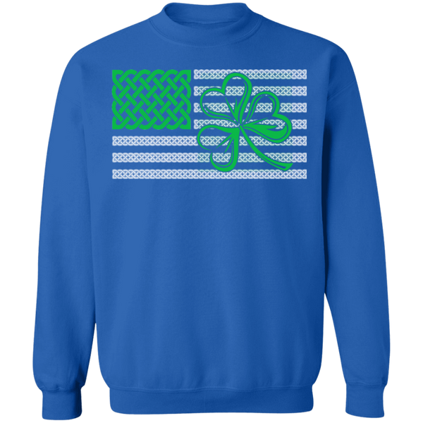 Shamrock American Flag Crewneck Pullover Sweatshirt - V1