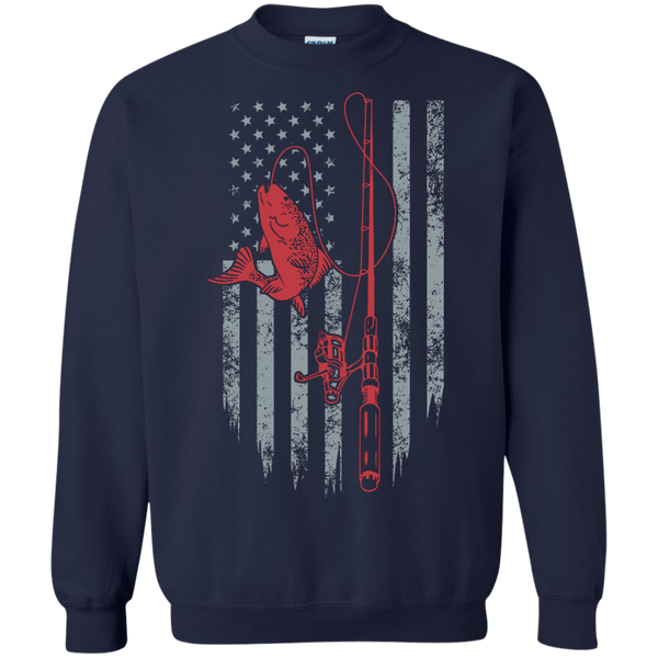 Fishing American Flag Crewneck Pullover Sweatshirt 40001SW