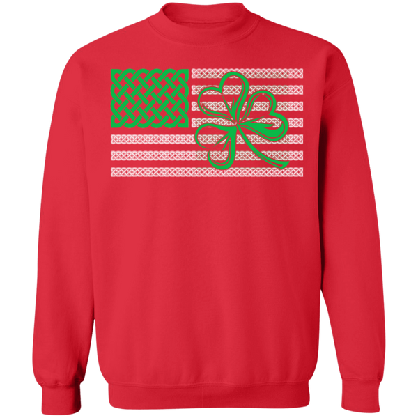 Shamrock American Flag Crewneck Pullover Sweatshirt - V1