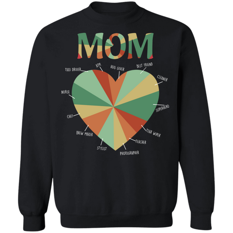 Mom Heart Crewneck Pullover Sweatshirt - V1