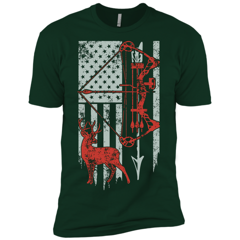 Bow Hunting With American Flag Premium Short Sleeve T-Shirt