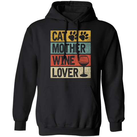 Cat Mother Wine Lover Pullover Hoodie