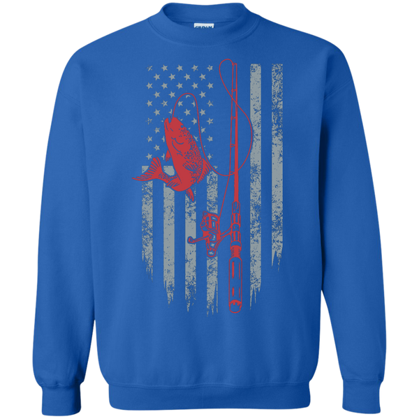 Fishing American Flag Crewneck Pullover Sweatshirt 40001SW