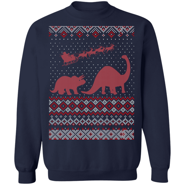 Santa Dinosaur Crewneck Pullover Sweatshirt - V1