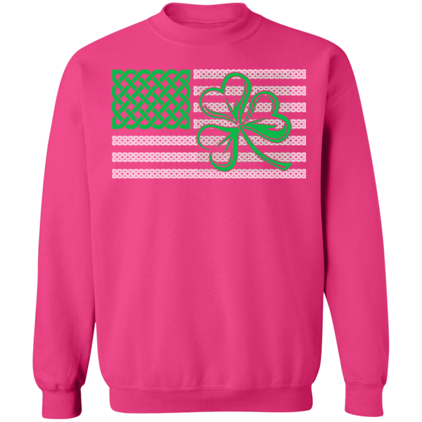 Shamrock American Flag Crewneck Pullover Sweatshirt - V1