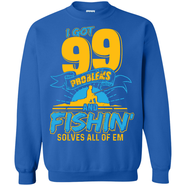 Fishing Solve all of The Problems Crewneck Pullover Sweatshirt | 40001SW