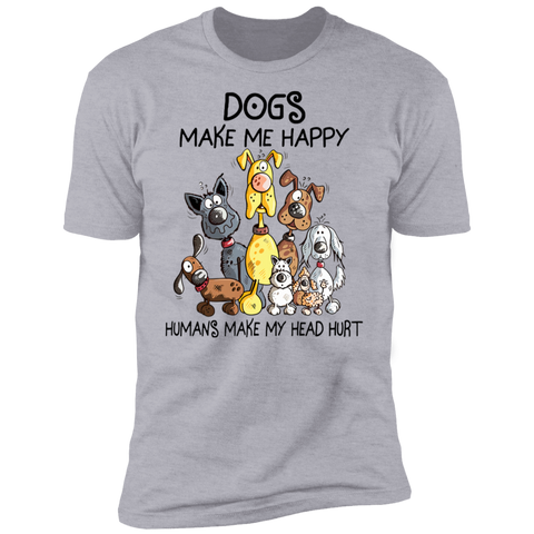 E0003 - Dogs Make Me Happy NL3600 Premium Short Sleeve T-Shirt