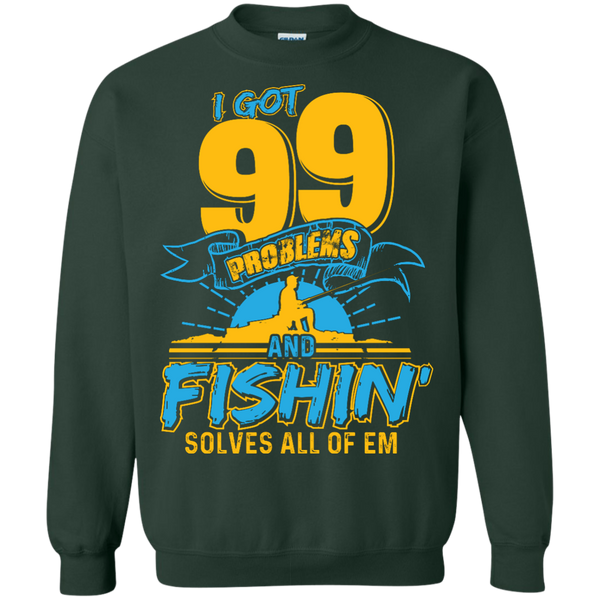 Fishing Solve all of The Problems Crewneck Pullover Sweatshirt | 40001SW