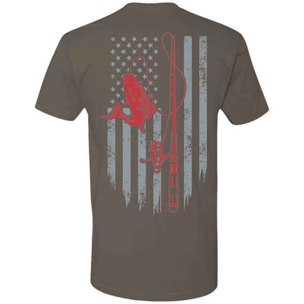 American Fishing Flag (Back Printing ) Premium Short Sleeve T-Shirt